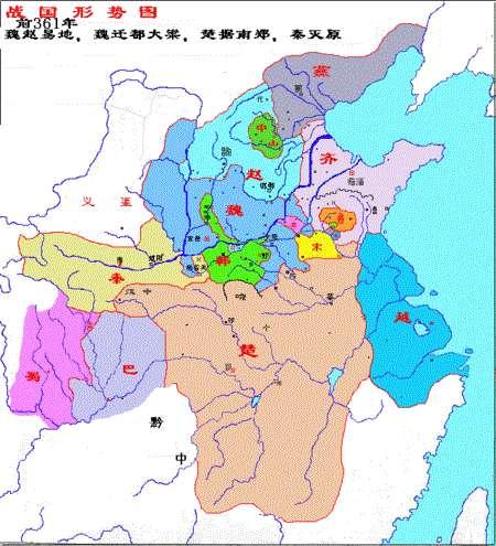 战国时期七国分布图#7国地图与现在地图